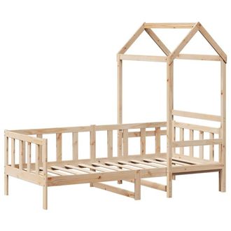 Berkfield Home Beautiful Day Bed with Roof without Mattress 80x200 cm Solid Wood in Tan