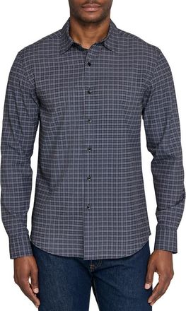 W.R.K Basic Slim Fit Black & Grey Plaid Performance Button-Up Shirt at Nordstrom, Size Xx-Large
