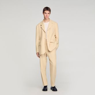 Sandro Oversized linen suit jacket