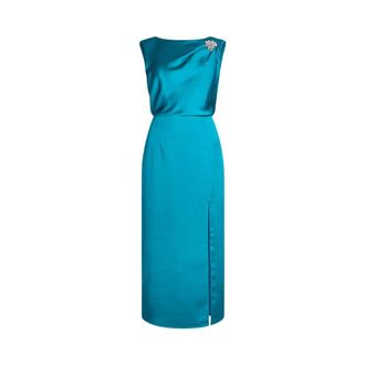 Liu Jo Vestido Midi de Sat&eacute;n con Broche - Dresses - Mujer - Verde - M
