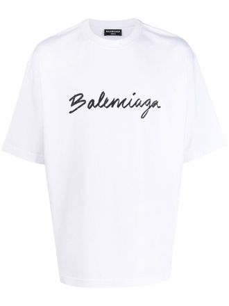 Balenciaga T-shirt in cotone con stampa - Bianco