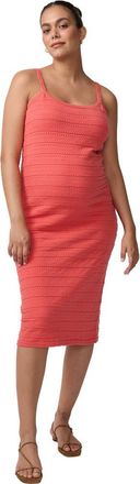 Ingrid & Isabel Pointelle Knit Maternity Midi Slip Dress in Coral at Nordstrom, Size X-Large