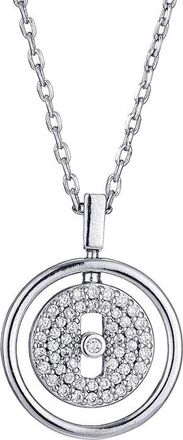 Adornia Adornia Silver Plated Cz Dancing Stone Disc Pendant Necklace