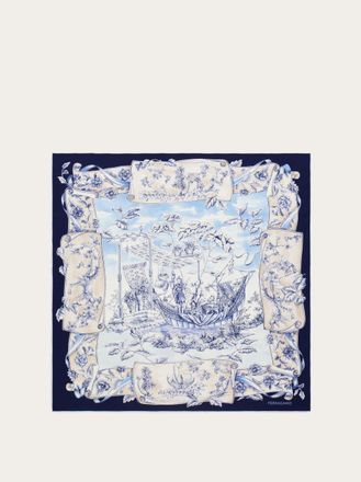 Ferragamo Women Voyage print silk scarf Blue