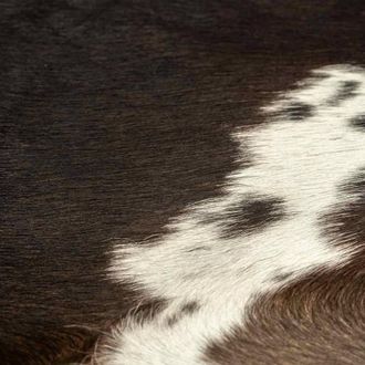 Berkfield Home Real Cowhide Rug Black 180x220 cm | Size: Medium