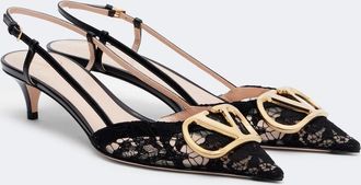 Valentino Garavani VLogo lace slingback pumps