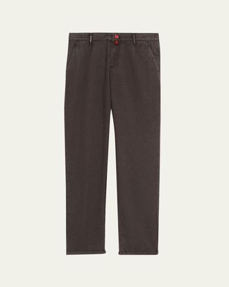 Kiton Mens Washed-Effect Wool Four-Pocket Pants