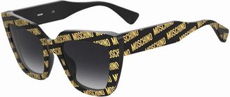 Moschino Sunglasses Cat Eye Full Rim, Pattern Black Frame And Dark Grey Gradient Lens Mos148/s07Rm9O