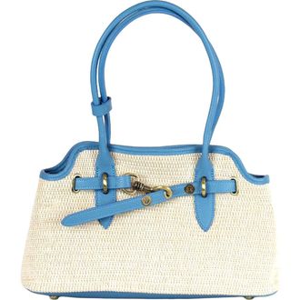 Persaman New York Marlow Raffia & Leather Shoulder Bag in Blue at Nordstrom Rack