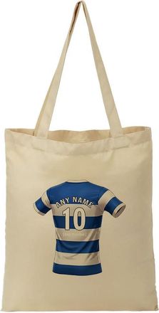 Unigift Personalised Gift - Shepherds Bush Fan Tote Shopping Bag (Blue and White Hoop Football Jersey Design) Custom Name - London W12 Club