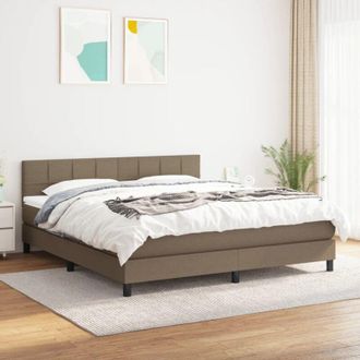 vidaXL Vidaxl - Cama Box Spring Con Colch&oacute;n Tela Gris Taupe 160x200 Cm