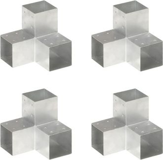 vidaXL Vidaxl - Connettori Pali a Forma di y 4 pz in Metallo Zincato 101x101 mm