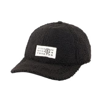 Maison Margiela Fleece Cap - unisex - Petten - Zwart - ONE Size - Leer - Accessoires