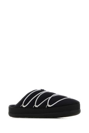 Moon Boot Womens Black Fabric Slippers Flat Shoes