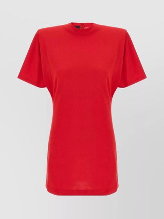 Pinko belted short sleeve dress with round neckline