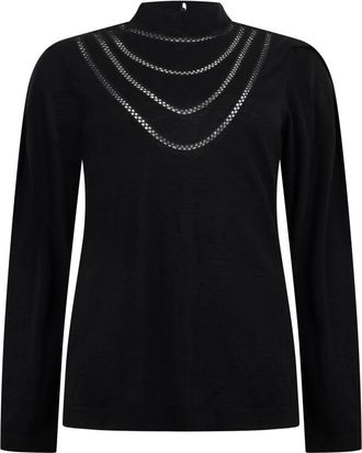Alberta Ferretti Trui met hoge kraag en lange mouwen - Dames - Coltruien - Zwart - S - Wol - Truien & Vesten