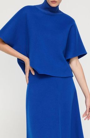 Lafayette 148 New York Double Face Wool & Cashmere Turtleneck Sweater in Galaxy Blue at Nordstrom, Size X-Large
