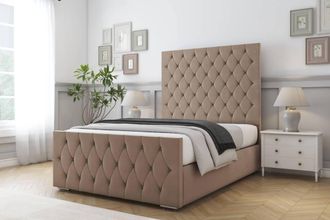 Comfort Beds Florida Plush Bed Frame - 50 Upholstered Headboard in Taupe | Size: Single