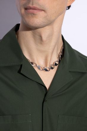 Fendi Brass Necklace, Mens, Silver