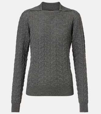Etro Cable-knit wool polo sweater