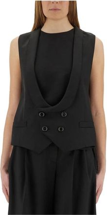 Moschino Gilet Tela di Lana - Dames - Gillet - Zwart - M - Kostuums