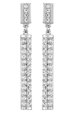 Vince Camuto Pav&eacute; Crystal Bar Linear Drop Earrings in Silver Tone at Nordstrom Rack