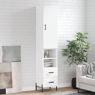 Berkfield Home Highboard White 34.5x34x180 cm Engineered Wood