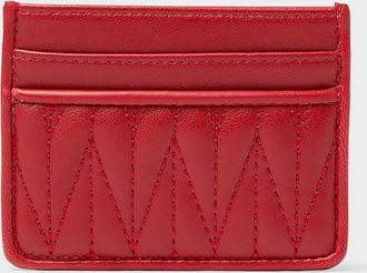 Simons Womens Tone-on-tone embroidery faux-leather card holder