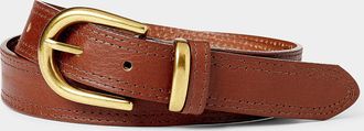 Simons Womens D-buckle topstitched leather belt