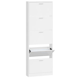 vidaXL Vidaxl - Mueble Zapatero Madera Contrachapada Blanco Brillo 59x17x169 Cm