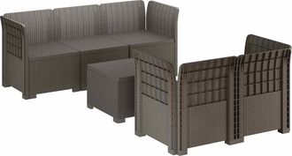 vidaXL Sof&aacute; De Jard&iacute;n De 5 Plazas Estilo Ratan Pp Gris Claro Vidaxl