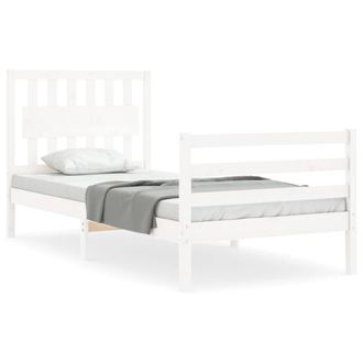 Berkfield Home Bed Frame with Headboard White 90x200 cm Solid Wood