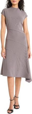 Maggy London Mock Neck Cap Sleeve Asymmetric Hem A-Line Dress in Volcanic Glass at Nordstrom Rack, Size 18 (Similar To 16W)