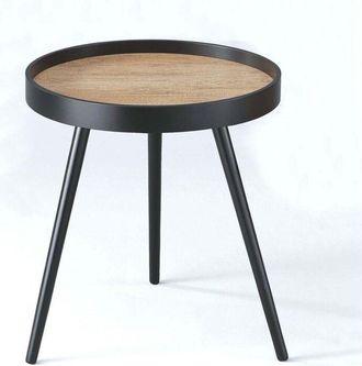 Oresteluchetta Mesa Auxiliar Redonda De Dise&ntilde;o Moderno En Mdf Y Roble Devin