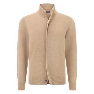 Boggi Milano Truien & Vesten, Heren, Beige, L, Wol, Wool/Cashmere Full-Zip Jumper