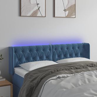 vidaXL Cabecero Con Led De Terciopelo Azul Oscuro 147x16x78/88 Cm Vidaxl