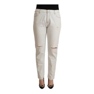 Pinko Slim-fit Trousers, female, White, W28, White Distressed Skinny Denim Jeans