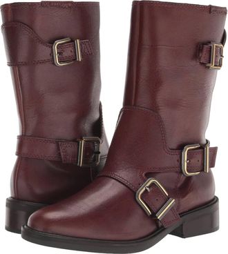 Vince Camuto Womens Leather Alicenta Moto Boot In Chocolate