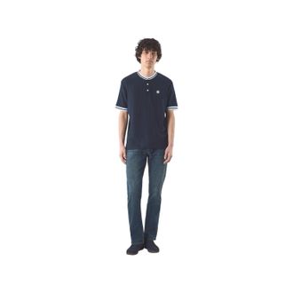 Pretty Green Heren T-shirt met grootvaderskraag van Cressa (Marine)