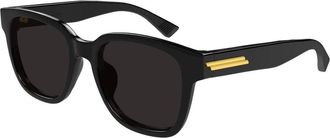 Bottega Veneta Rechthoekige Zonnebril - Heren - Zonnebrillen - Zwart - 54 MM - Nylon - Accessoires