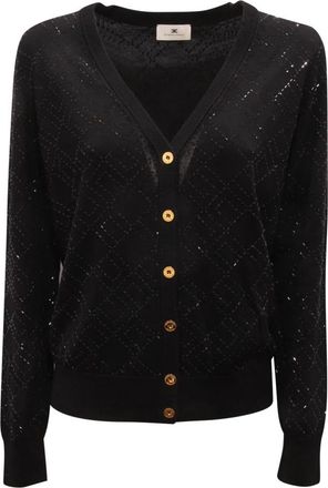 Elisabetta Franchi Mk 26B56E2 Vest - Dames - Vesten - Zwart - L - Wol - Truien & Vesten