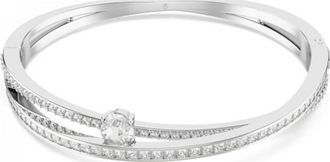 Swarovski Womens Hyperbola White Crystal Bangle 5691226 - Silver - One Size