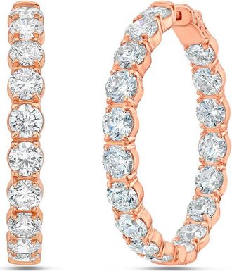Diana M. Jewels 18kt rose gold lab grown round diamond hoop earrings weighing 18.60 cts tw (round shape)