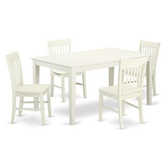 East West Furniture Dining Room Set Linen White, CANO5-LWH-W