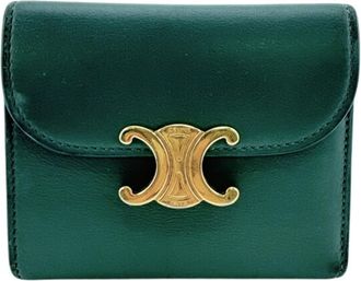 Celine Green Leather Wallet (Tri-Fold) (Pre-Owned)