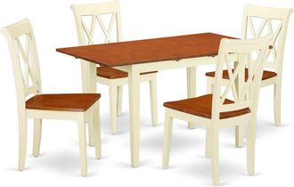 East West Furniture Dining Room Set Buttermilk & Cherry, NOCL5-BMK-W