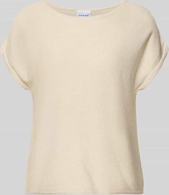 Comma Strickshirt aus Viskose-Mix mit Rundhalsausschnitt in Offwhite, Gr&ouml;&szlig;e 38