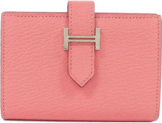 Herm&egrave;s Pink Chevre Leather Wallet (Bi-Fold) (Pre-Owned)