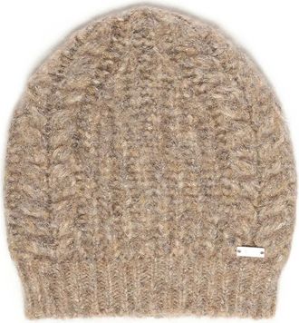 Fay Berretto a coste con placca logo - Toni neutri