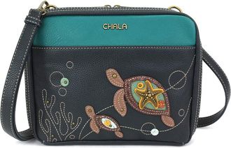Chala Companion Organizer Crossbody with Adjustable Strap and Built-In Wallet, Two Turtles - Navy, One Size